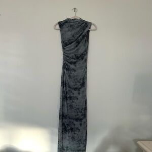 Zara Gray Draped Tulle Midi Dress Size S